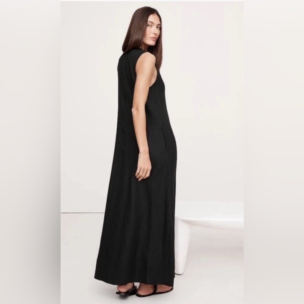 BANANA REPUBLIC Linen V-Neck Maxi Dress NWT - M - Picture 3 of 16